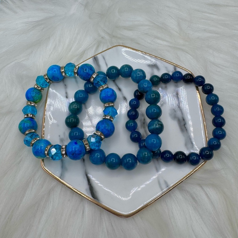 Triple Blue Beaded Bracelet Bundle - Picture 7 of 7